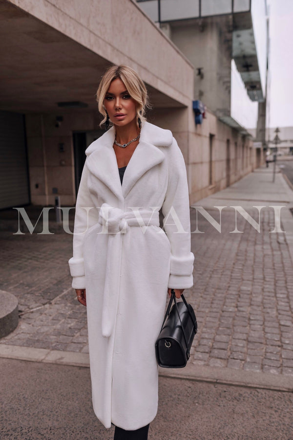Elene White Faux Fur Coat