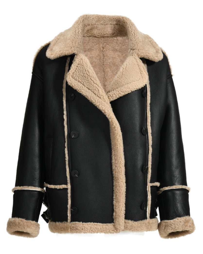 Bershka + Faux Shearling Biker Jacket