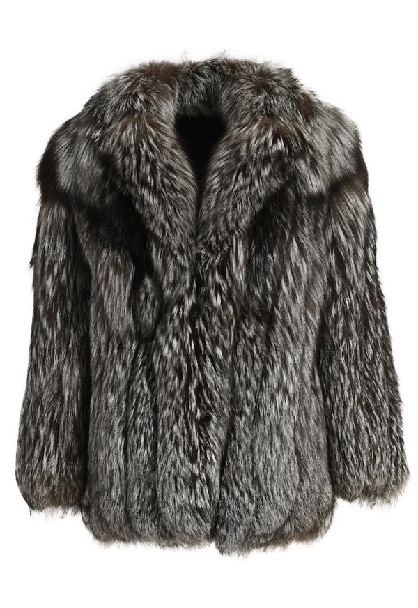 Vintage Shape Silver Fox Fur Coat