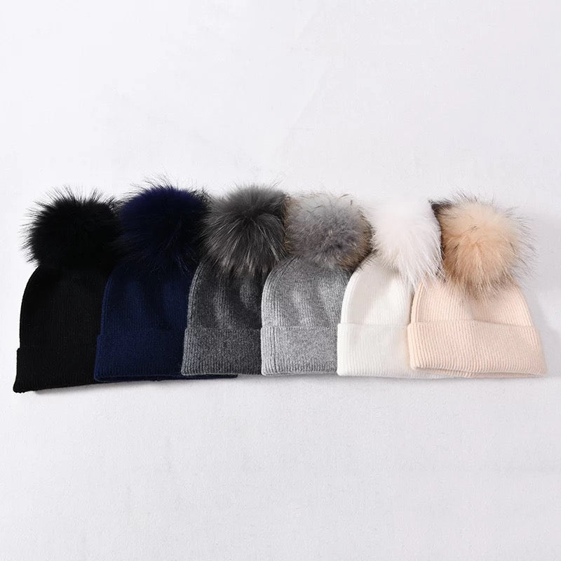 A cashmere fur hat beanie designed by MVFURS