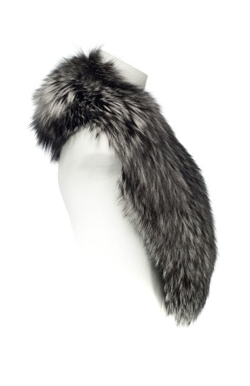 A silver fox fur collar/scarf designed by MVFURS