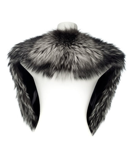 A silver fox fur collar/scarf designed by MVFURS