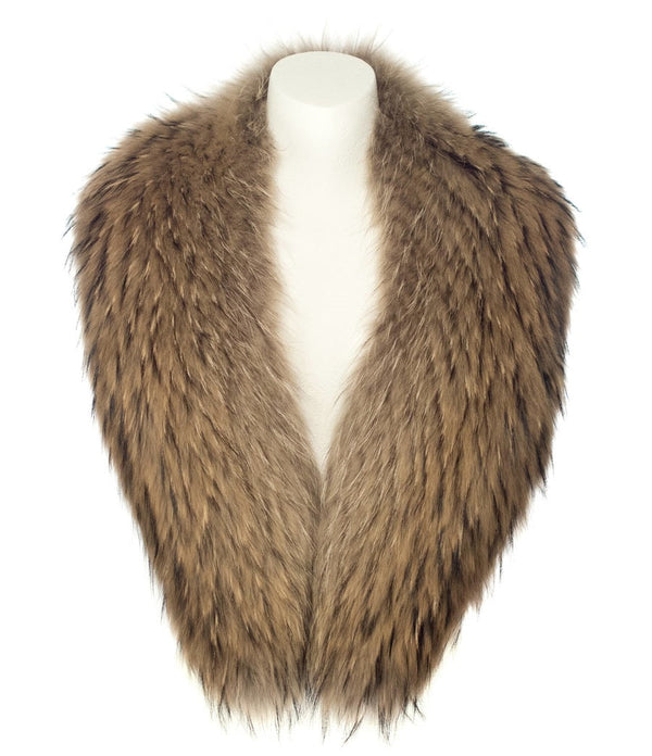 A raccoon fur collar designed by MVFURS. 