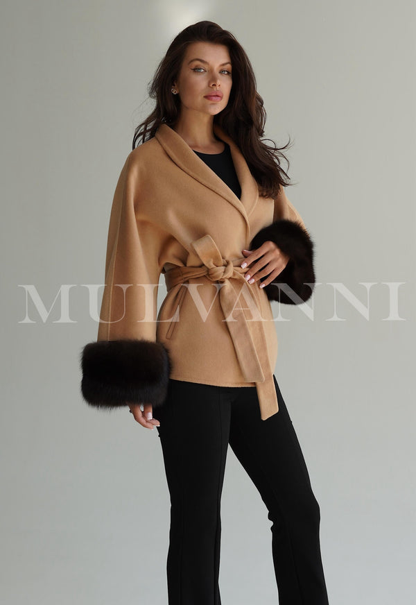 Cappotto in cashmere JANEVA con pelliccia