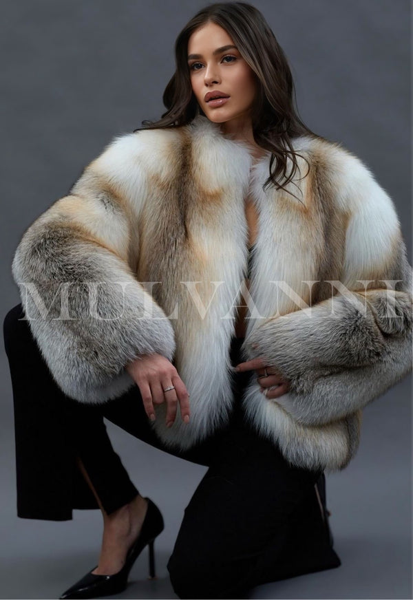 INDIRA Gold Crossed Fox Fur