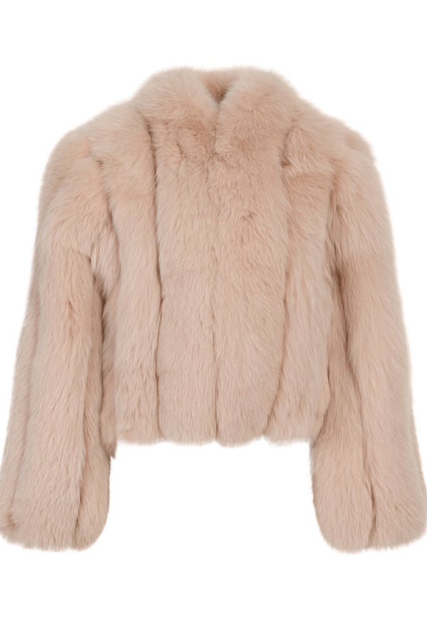 Plush Fox Fur Coat with Collar Detail