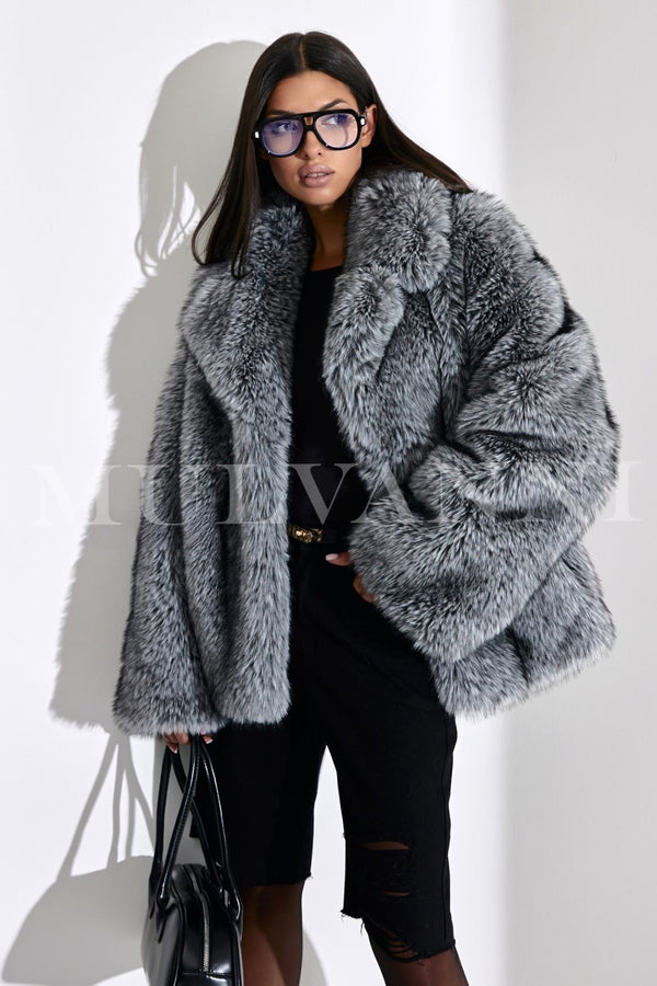 EBBA Silver Faux Fur Coat