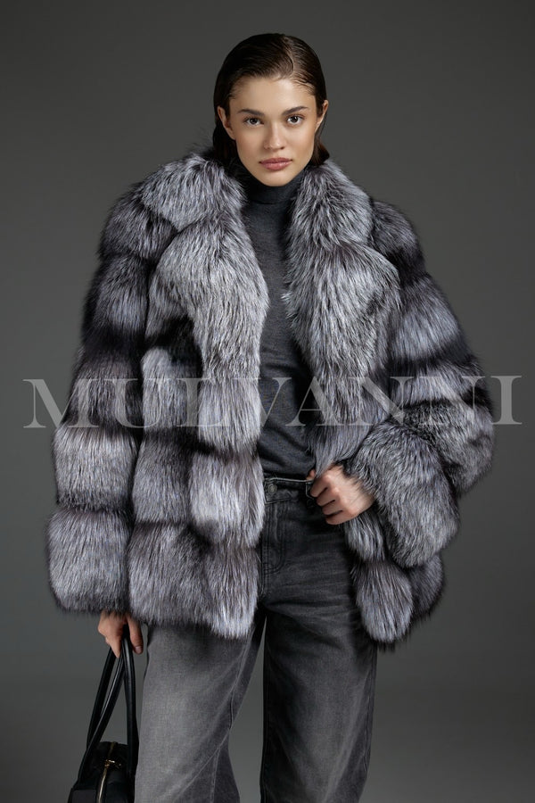 ELIN Silver Fox Fur Coat