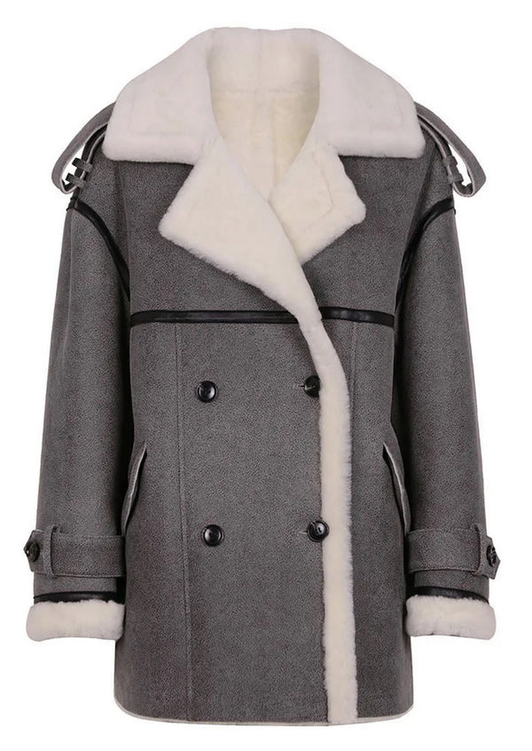 Shearling Grey Leather Jacket