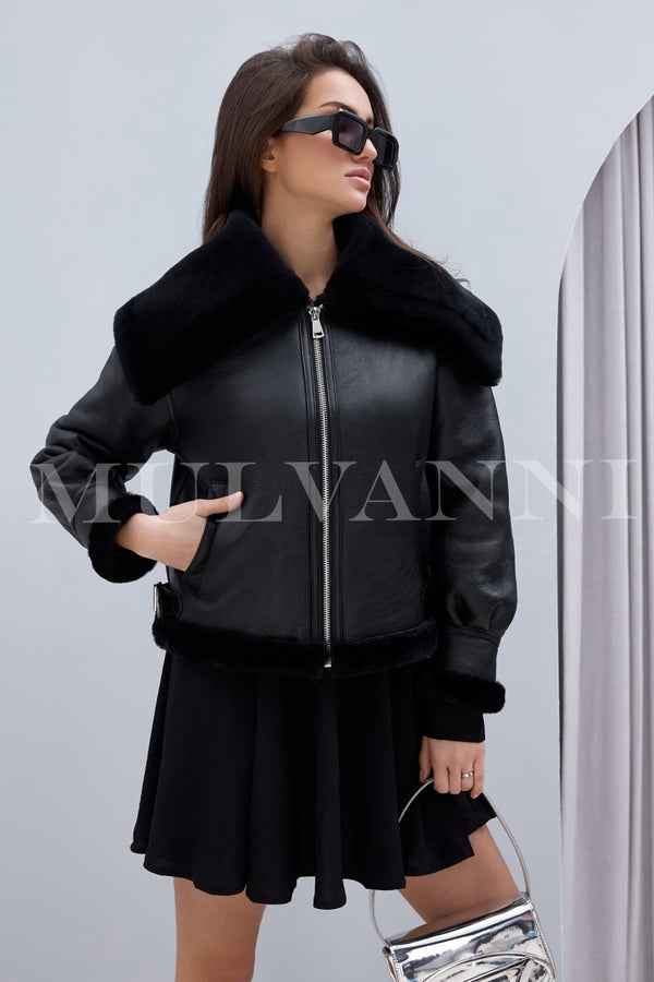 SINA Black Shearling Jacket