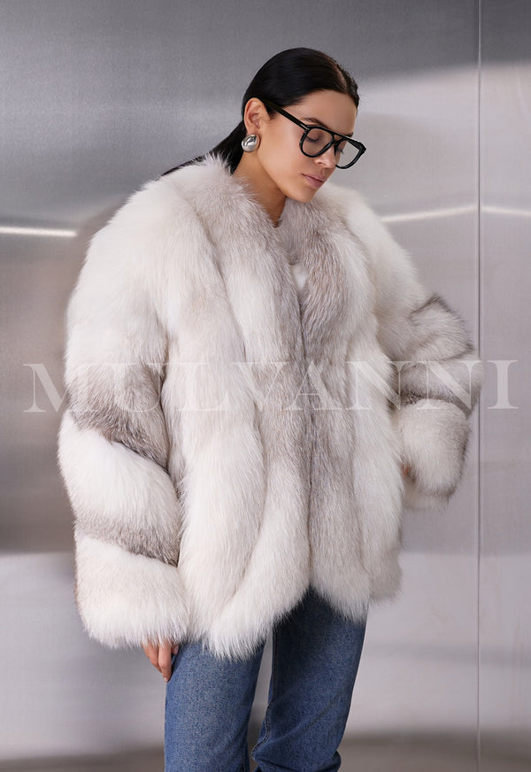 ALMA Artic Crossed Fox Fur Coat