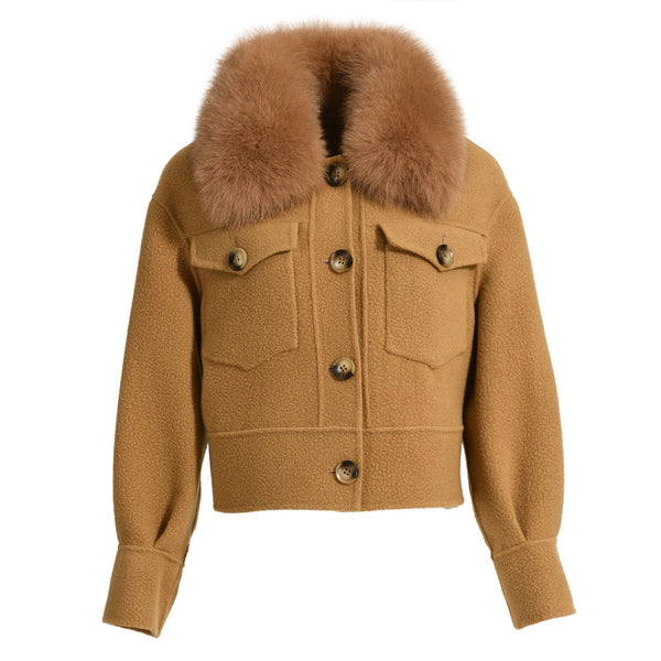 Short Cashmere Jacket with Fox Fur