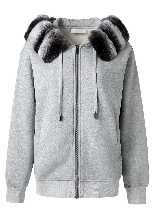 LINDA Grey Rex Rabbit Hoodie