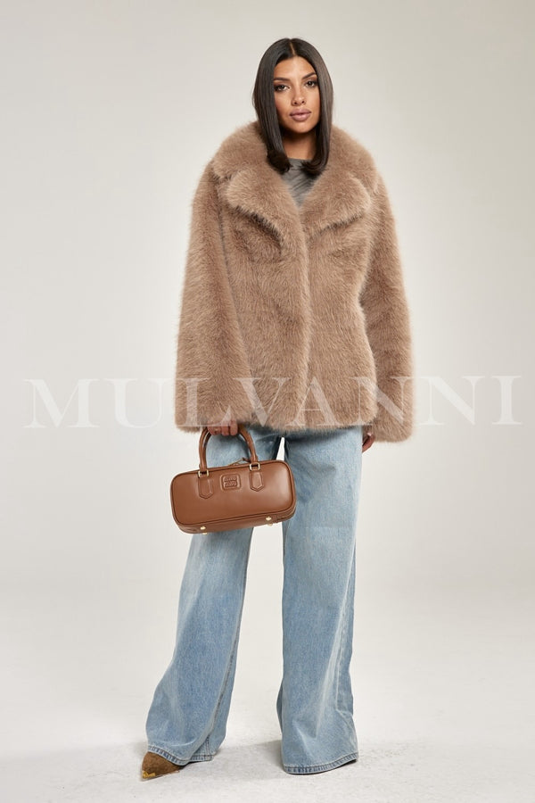 EBBA Camel Faux Fur Coat