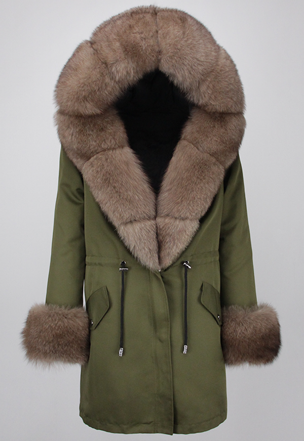 Green Parka with Brown Fox Fur