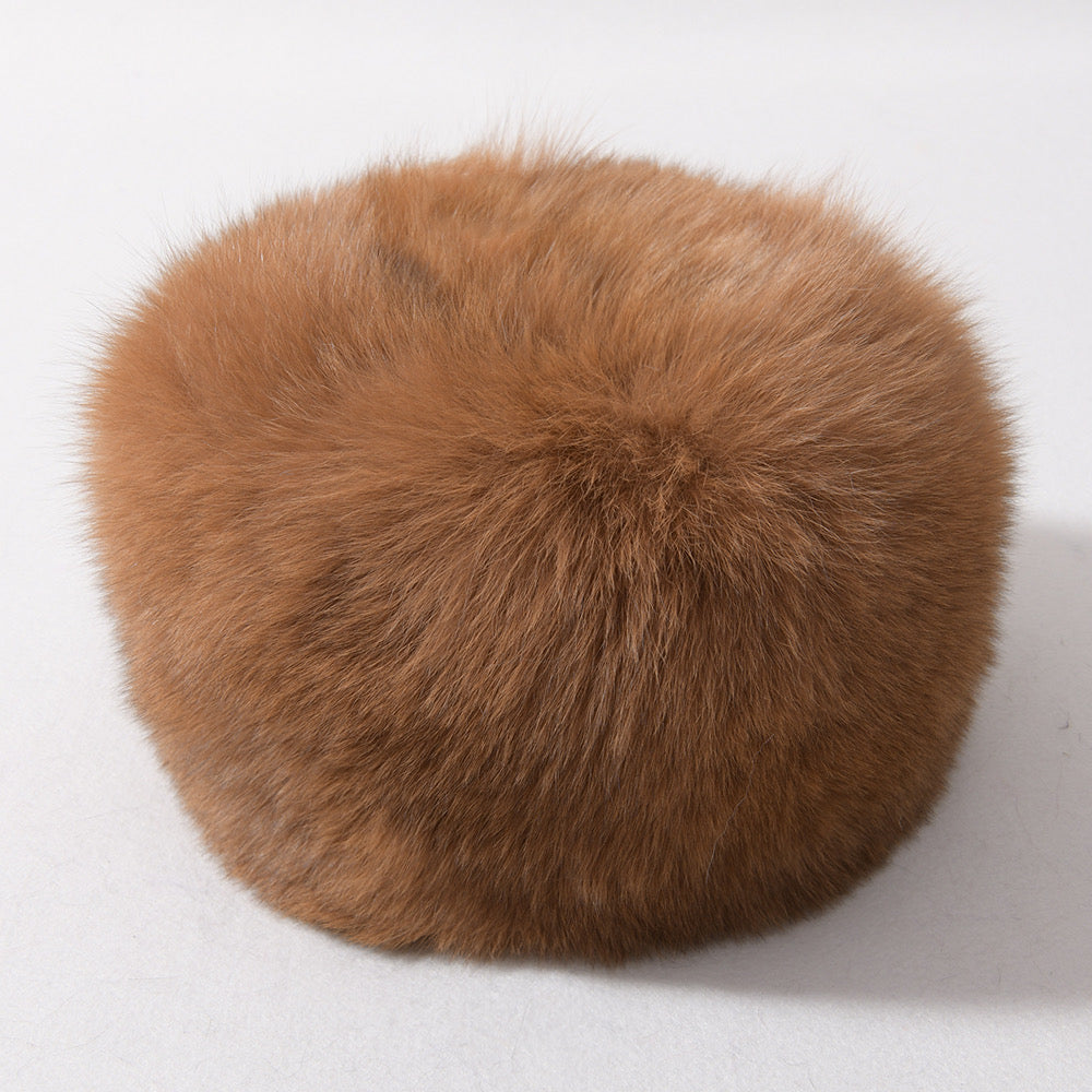 Brown fox fur hat for woman showcasing high quality