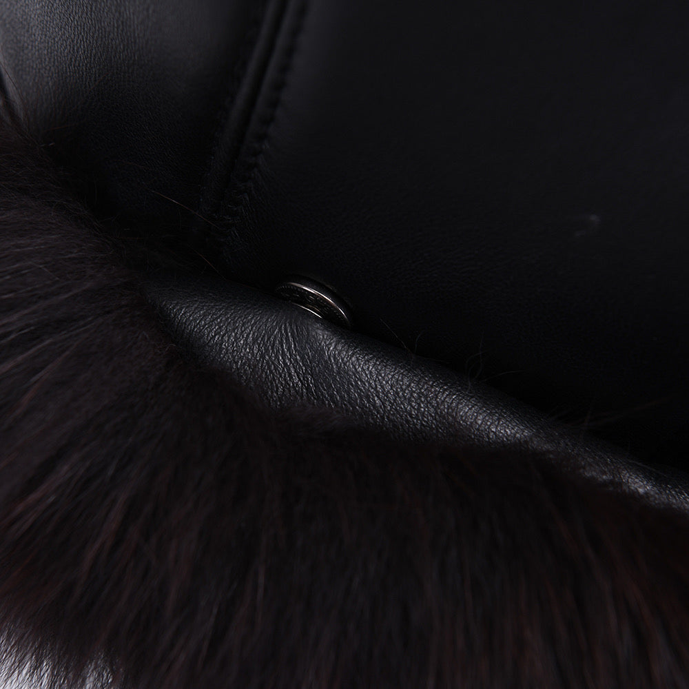 Close up of black fox fur. 