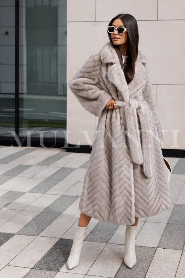 LEA Grå Faux Mink Coat