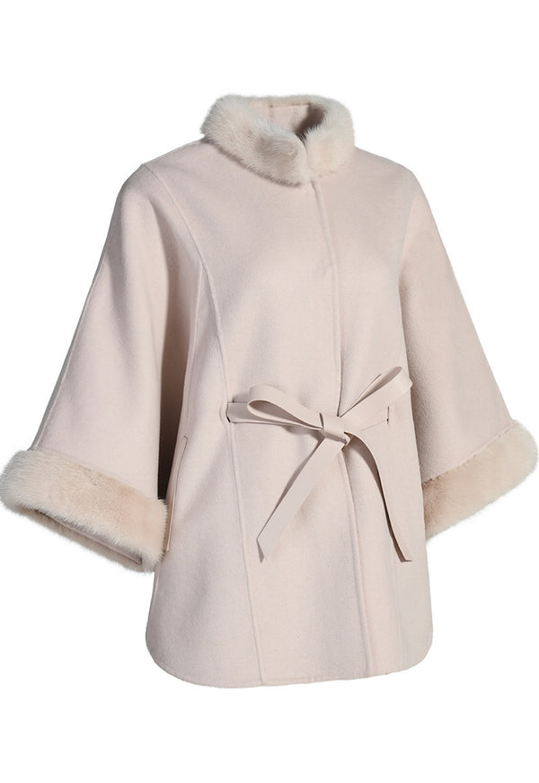 HIVA Cashmere Cape with Mink Fur