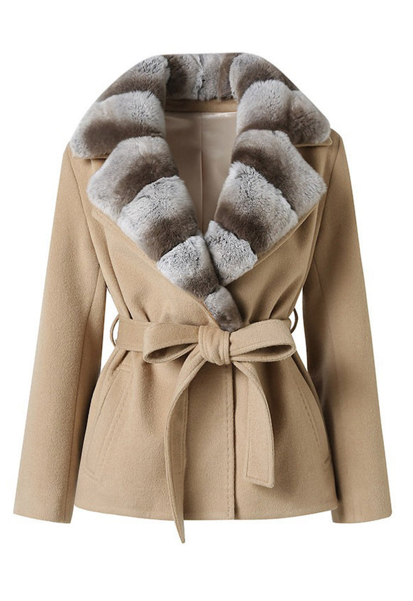 BLAIRE Wool Rex Rabbit Coat