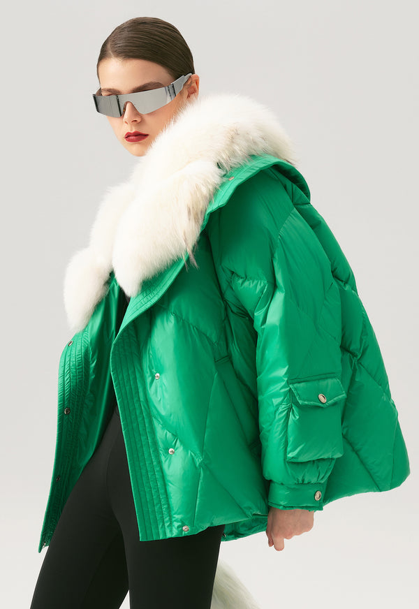 NIKA Green Down Parka with Fur