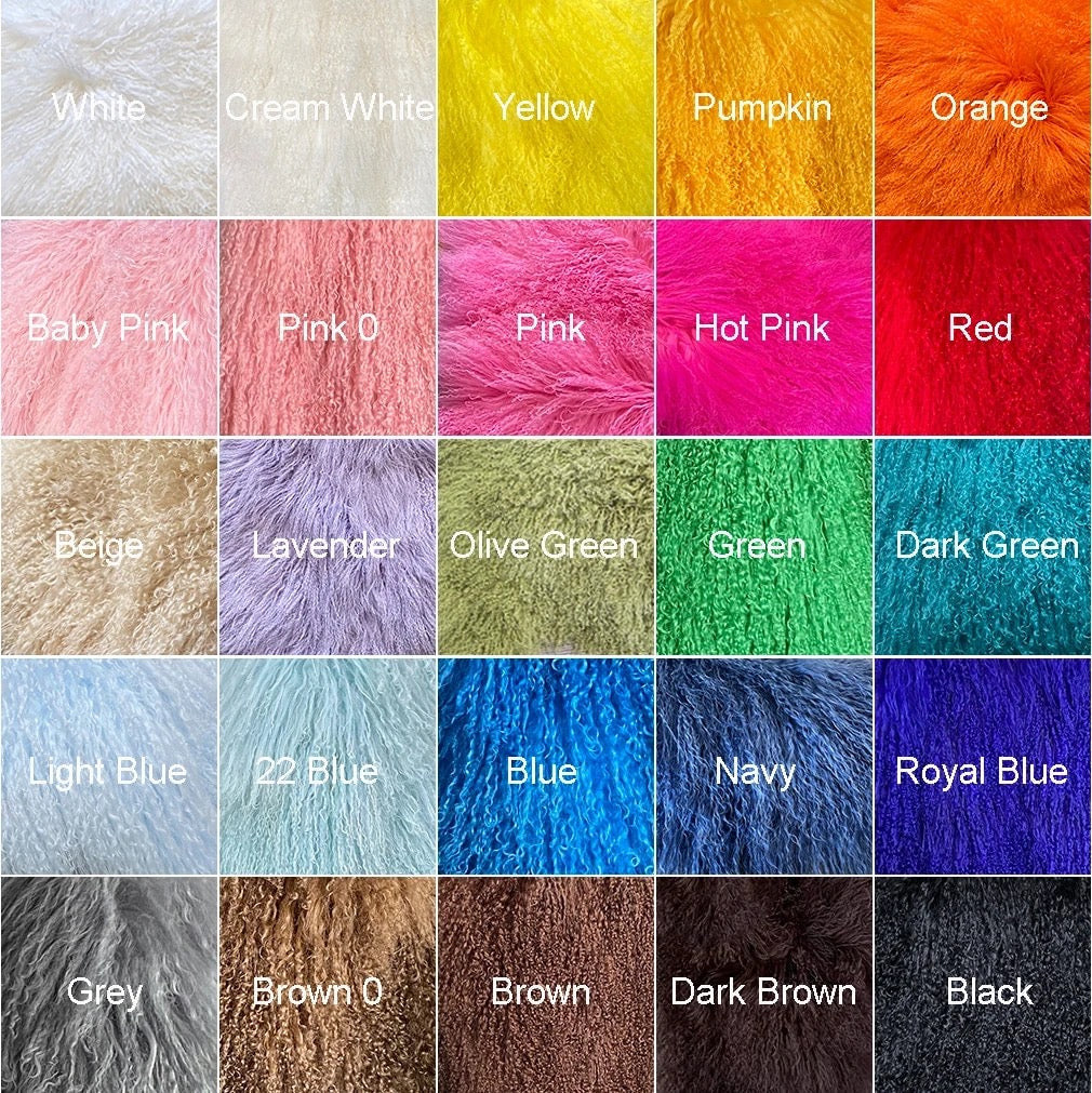 Color swatches featuring different shades of fur, including White, Cream White, Yellow, Pumpkin, Orange, Pink variations, Green variations, Blue variations, Brown variations, and Black