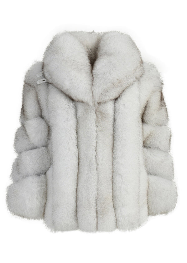 Plush Fox Fur Coat with Maxi Collar