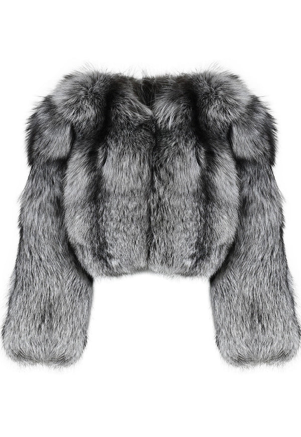 Cropped Silver Fox Fur Coat