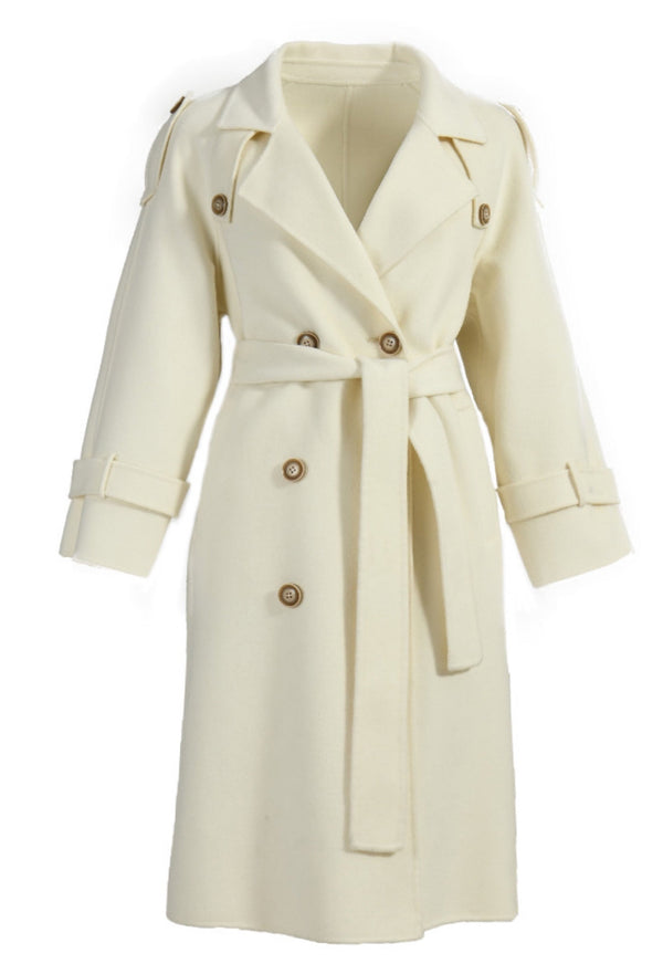 Off White Cashmere Trench Coat