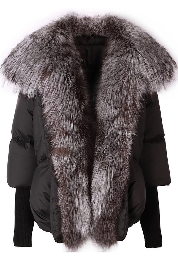 Down Fur Jacket with Silver Fox Fur