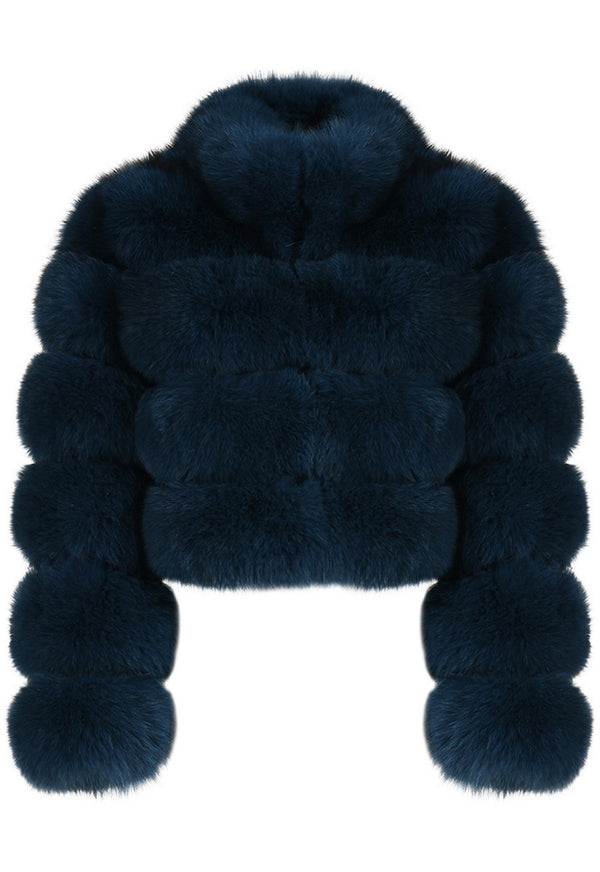 Fox Fur Coat with High Neck