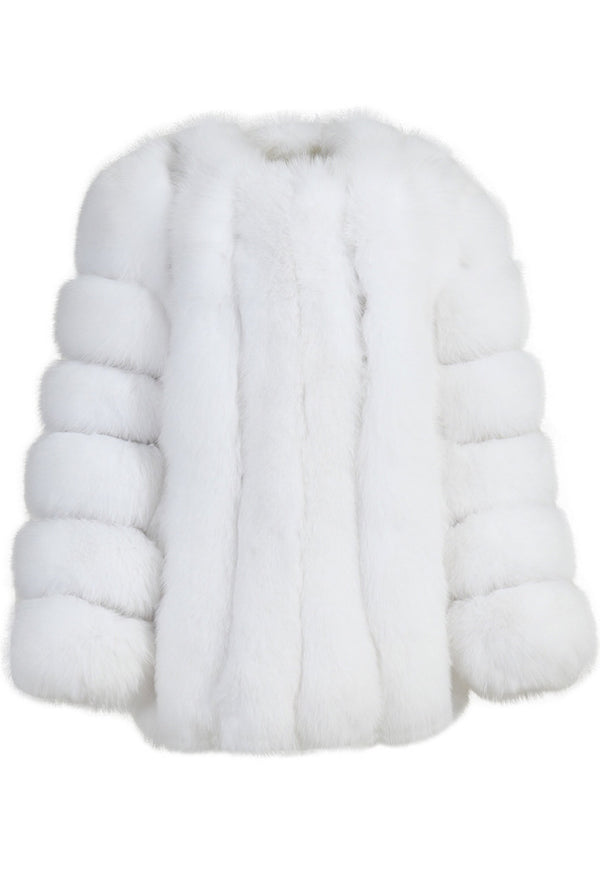 Plush Vertical Fox Fur Coat