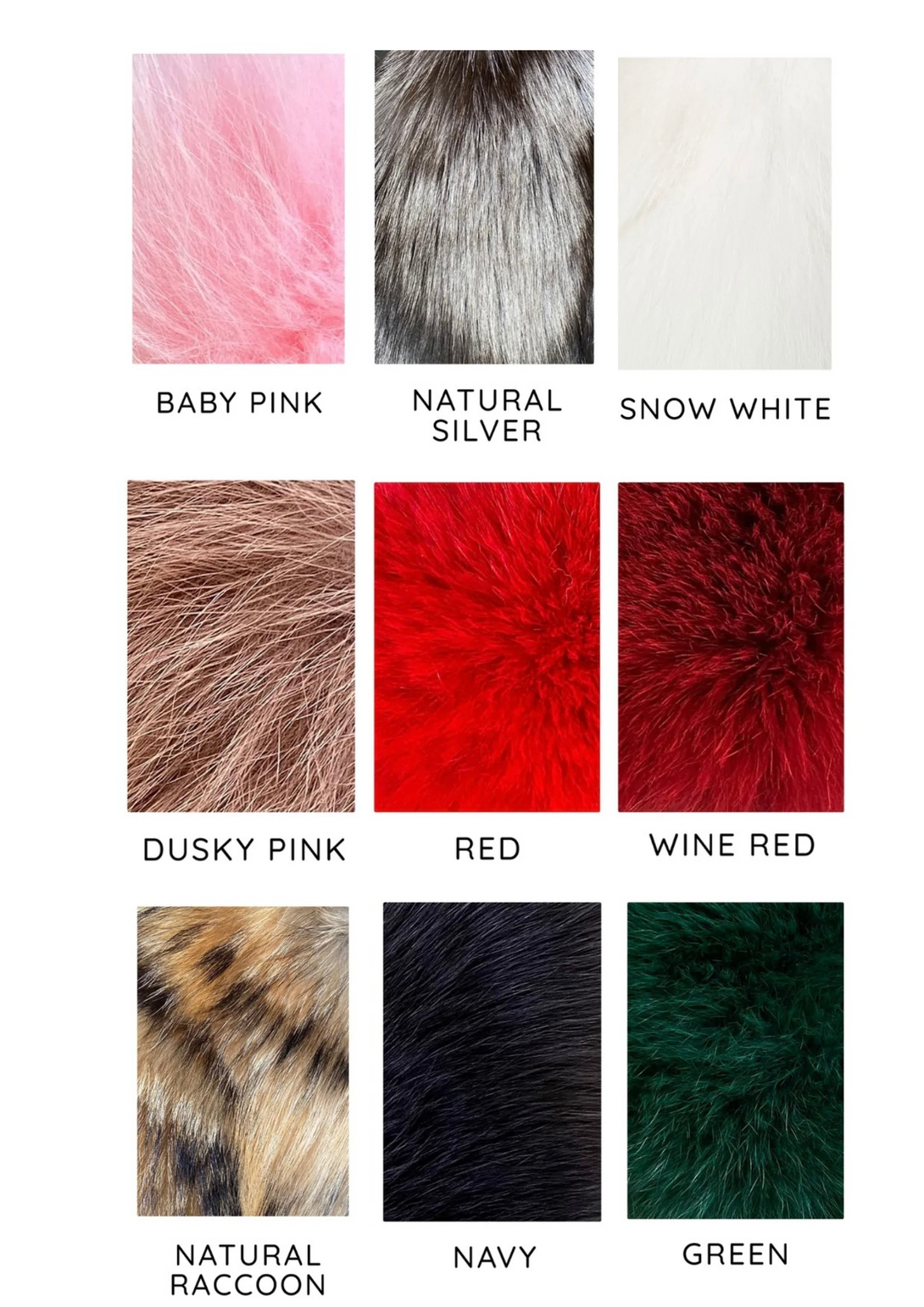 Choice of fox fur colours available at MULVANNI to custom make a fur coat.