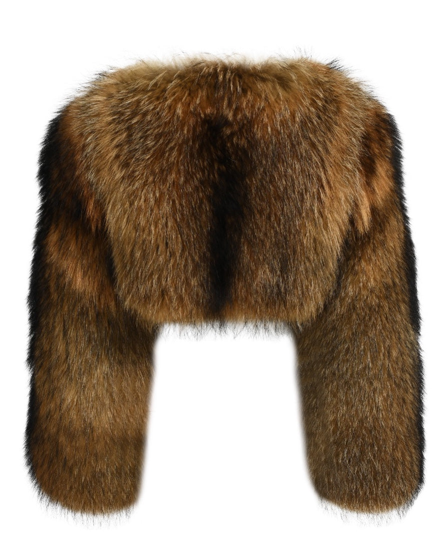 Women raccoon fur coat designed by MVFURS