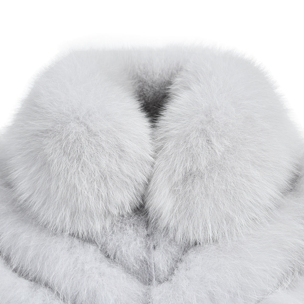 Women grey fur coat designed by MVFURS