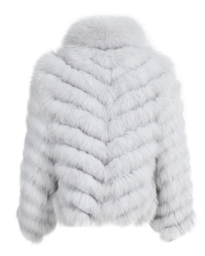 Women grey fur coat designed by MVFURS